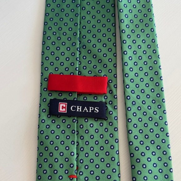 Chaps Kelly Green and Blue Geometric Men's Tie - Picture 2 of 4